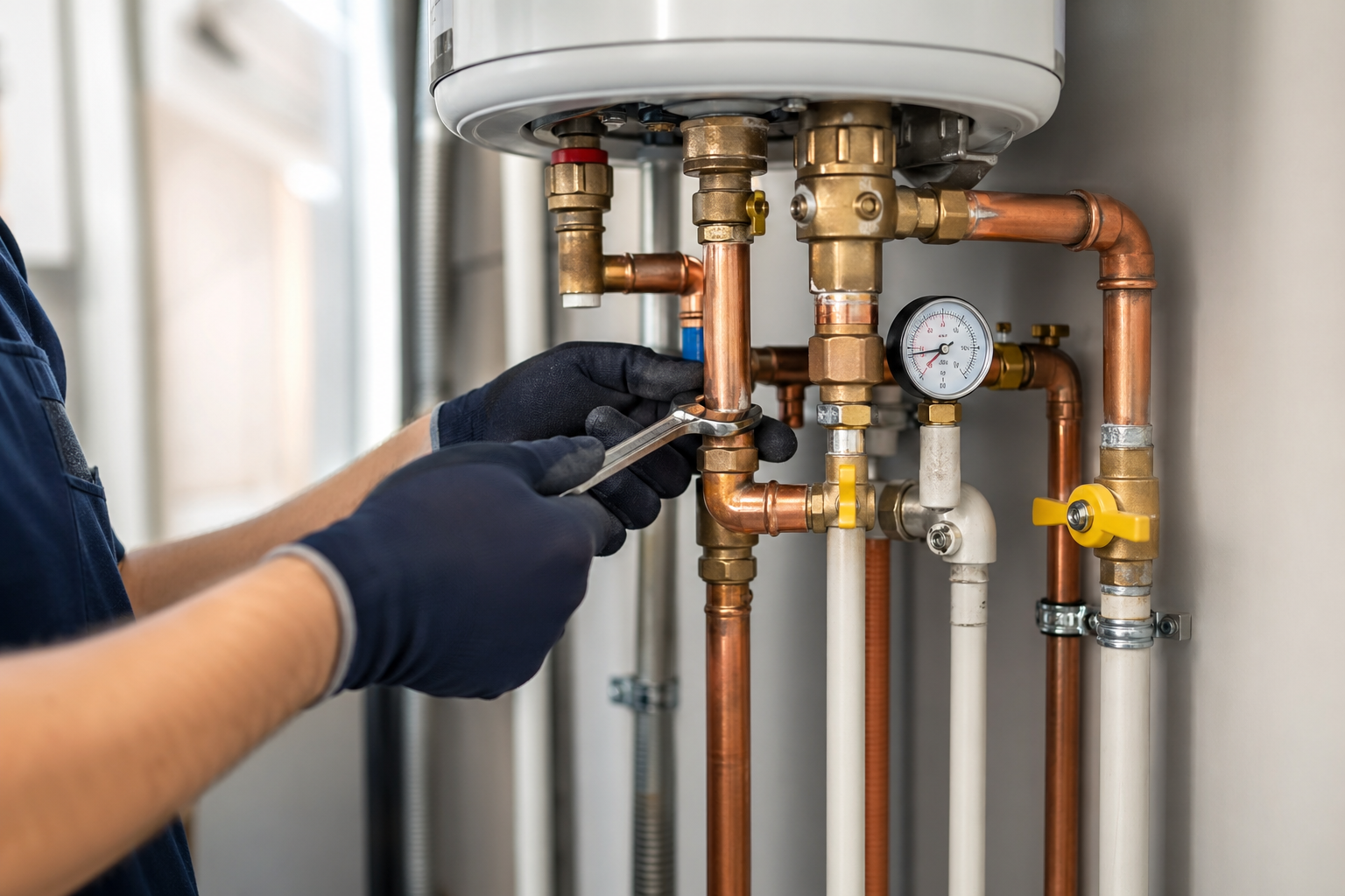 Water heater plumbing support
