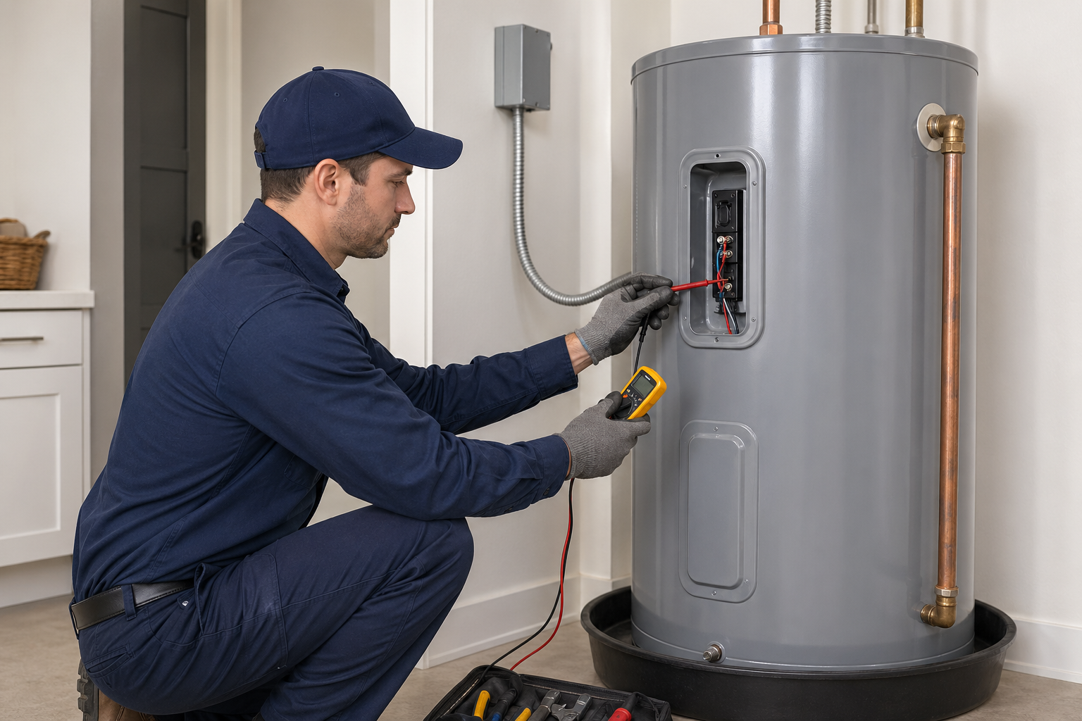Tank electric water heater service