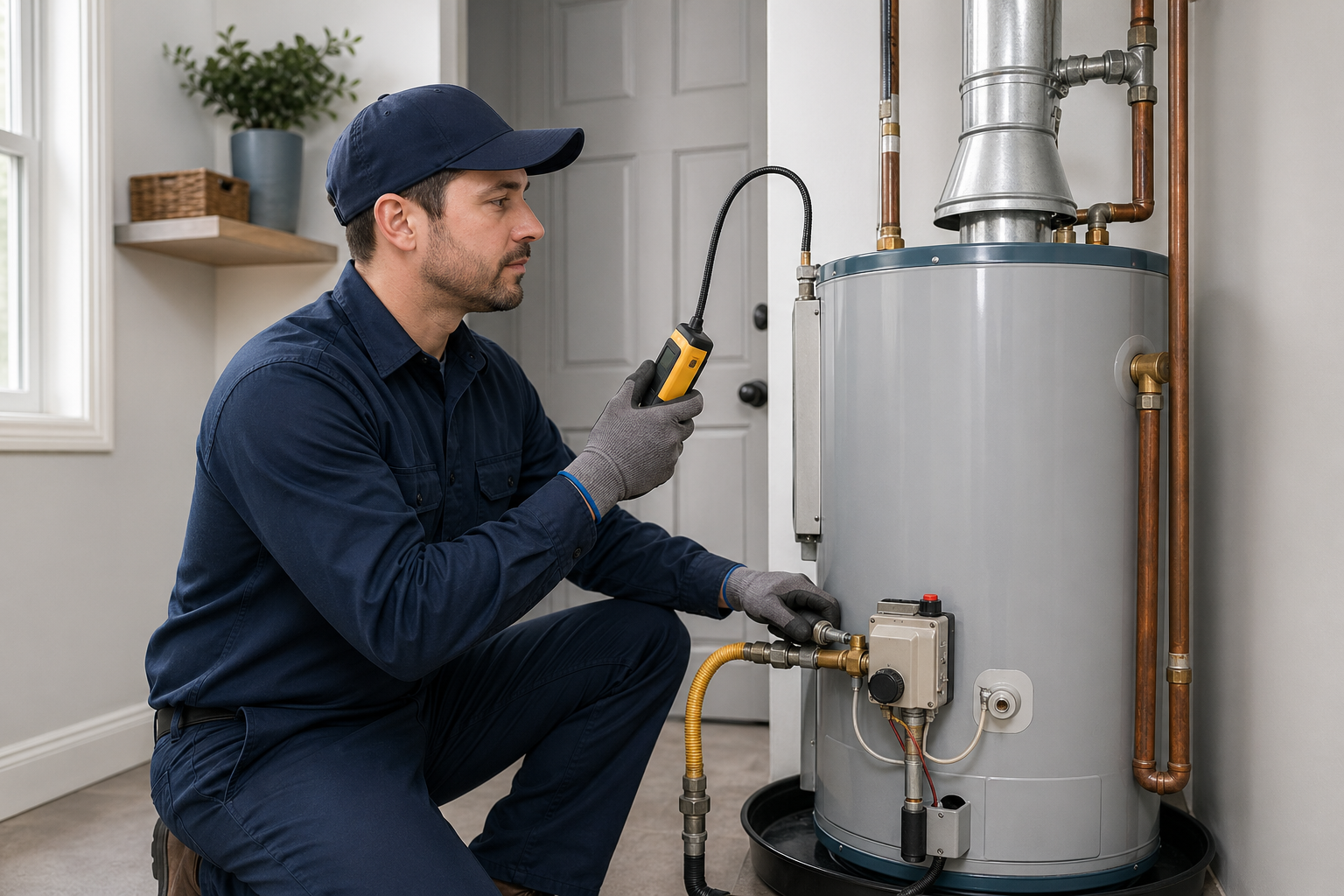 Tank gas water heater service