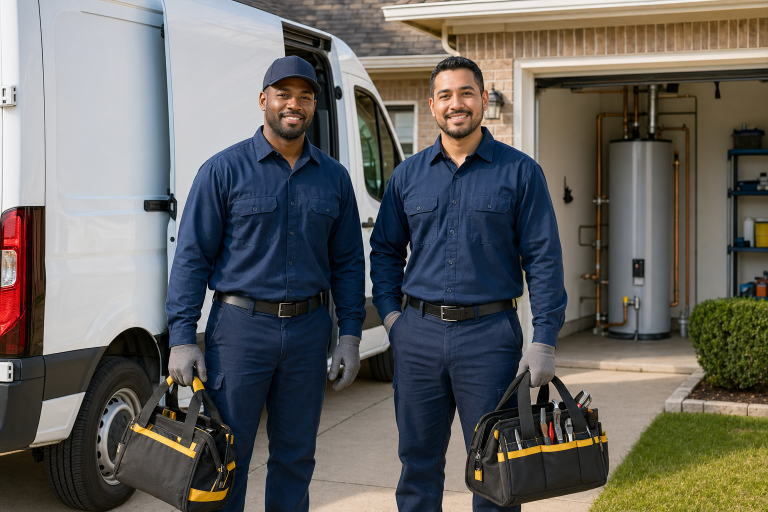 Water heater service team